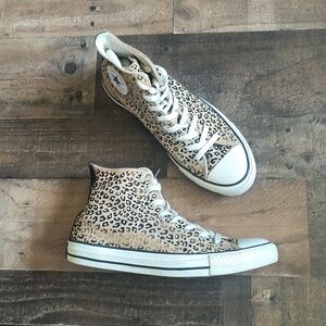 Converse Animal Print Leopard Tan Black High-Top Sneakers Sz 10.5 Women